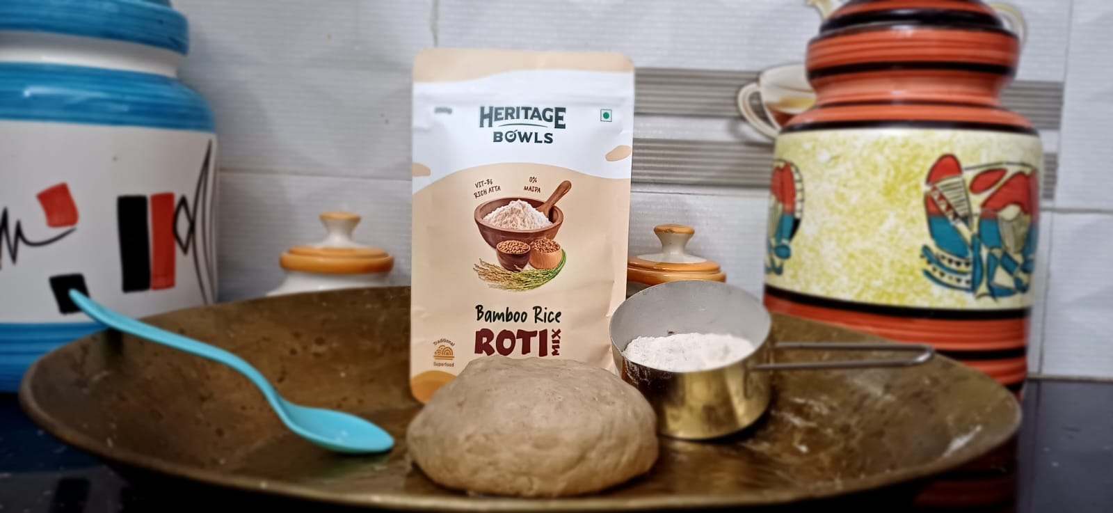 Making of Pizza using Heritage Bowls' Bamboo Rice Roti Mix